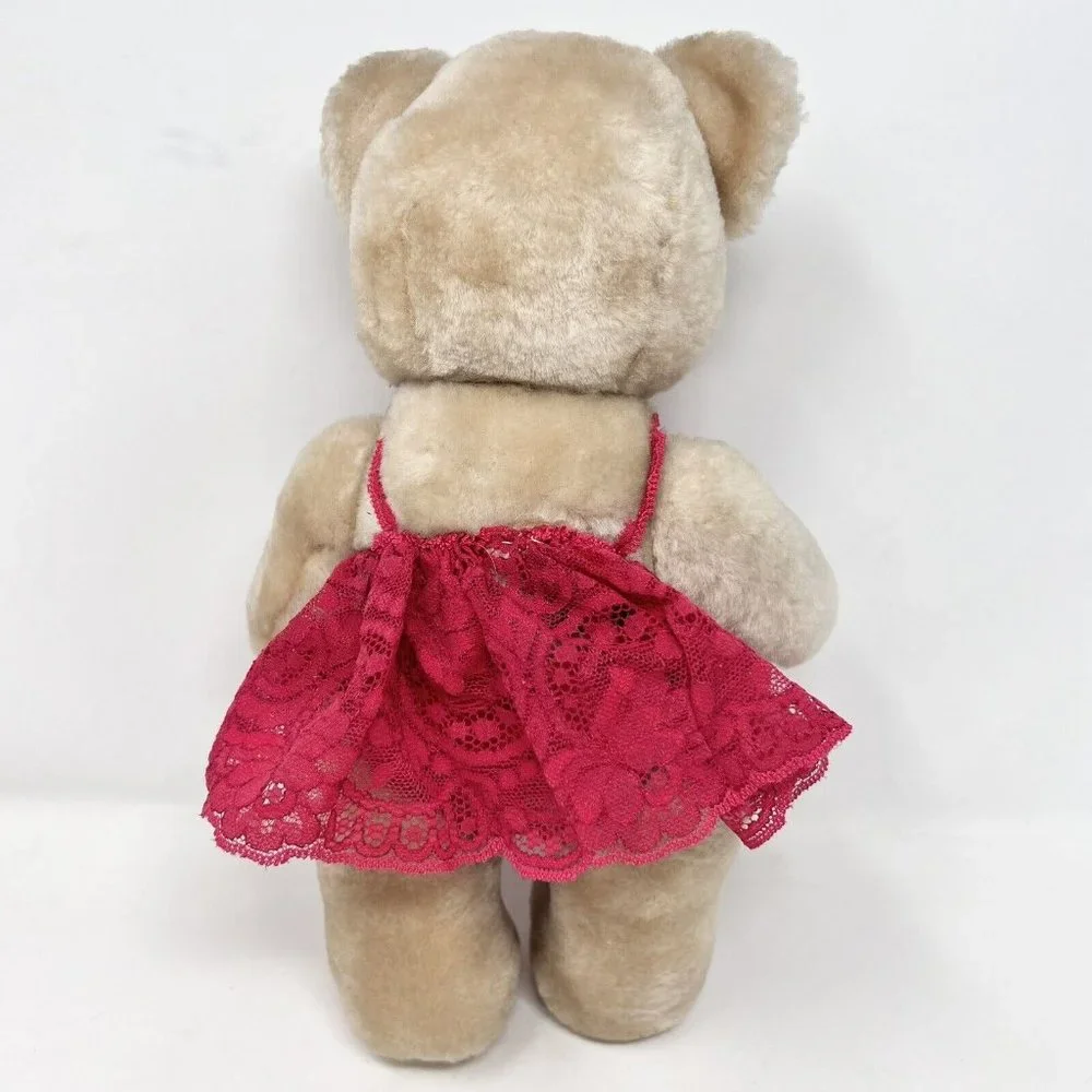 Teddy Bear in Red Lingerie‎ Undies Pearl Earrings Jointed Vintage? Unbranded 10